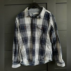 Outerknown Xl Blanket Shirt White and Blue. Super heavy, great looking shirt.